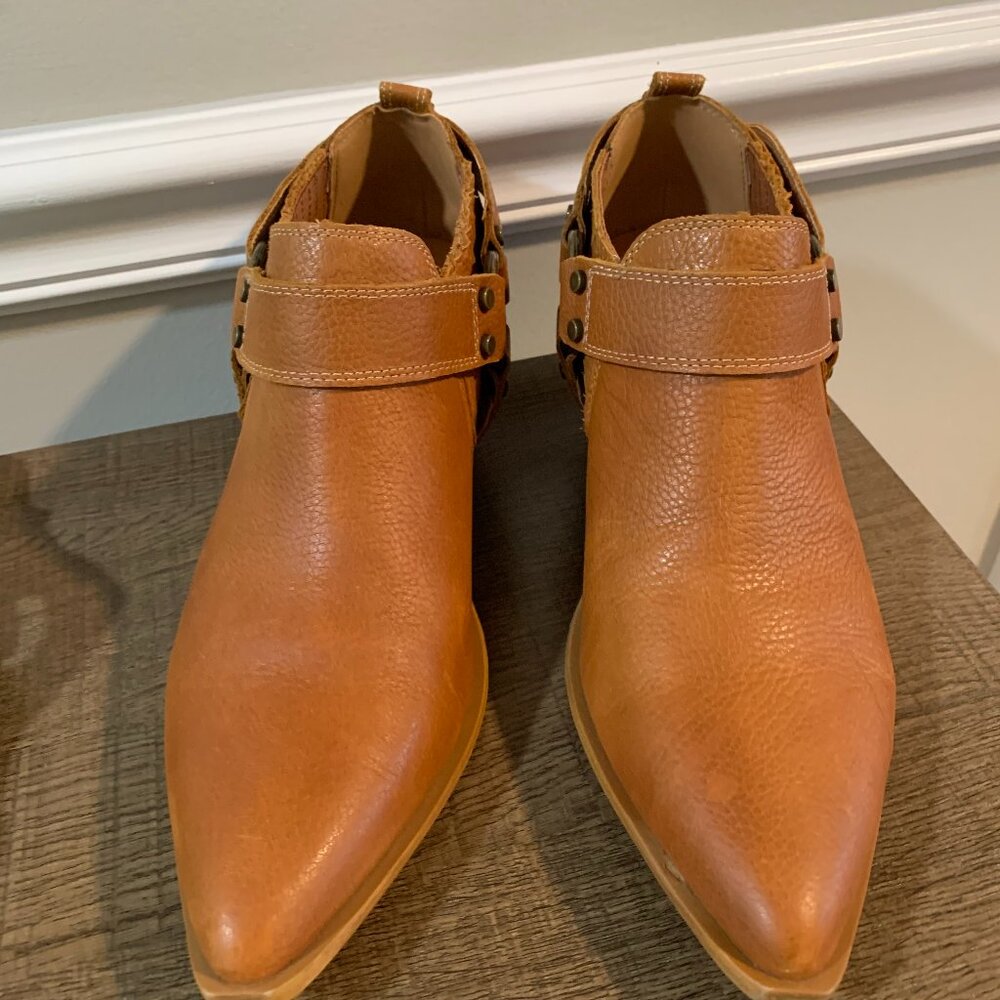 Dingo Western Ankle Boots Leather Ladies 9.5 Color Kickback Cognac